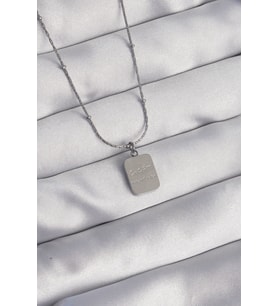 316L Çelik Gümüş Renk Kare Charm Model Kolye TJ-BKO8927