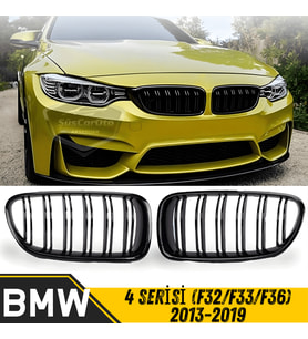 Bmw 4 Serisi F32 F33 F36 2013-2019 Uyumlu Ön Panjur Böbrek M4 Görünüm Çift Çizgi İthal Piano Black