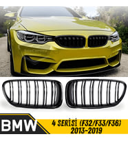 Bmw 4 Serisi F32 F33 F36 2013-2019 Uyumlu Ön Panjur Böbrek M4 Görünüm Çift Çizgi İthal Piano Black