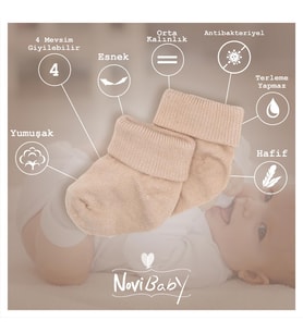 Novibaby 5'li Bambu Yenidoğan Bebek Çorap I Summer Boy I 0-6 ay (Karışık)