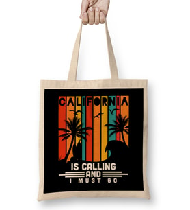 Awesome California Is Calling And I Must Go Bez Çanta Uzun Saplı