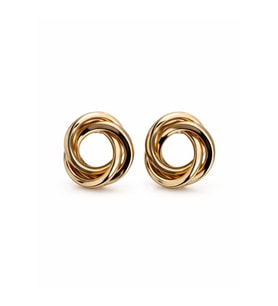 Gold Düğüm Tasarım Küpe – Parlak Modern Şık Kadın Küpe