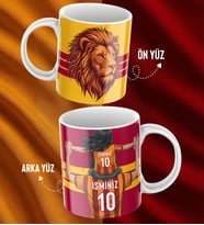 Anne Kız Özel İsim Ve Numara Baskılı Sarı Kırmızı Tasarımlı Kupa Bardak - Hediyelik