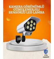 Solar Şarjlı Hareket Sensörlü Led Dış Mekan Lambası Kamera Tasarımlı Güvenlik Işığı