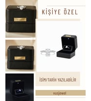 Oval Tektaş Evlenme Teklifi Yüzüğü Kişiye Özel Işıklı Kutuda (Mat Siyah)