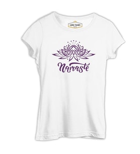 Yoga - Lotus Namaste Beyaz Kadın Tshirt