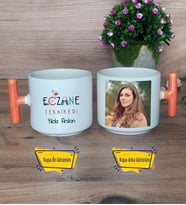 Eczane Teknikeri Kupa Bardak Fotoğraflı T Turuncu Kulplu Eczacılar Günü Tıp Bayramı Hediyesi