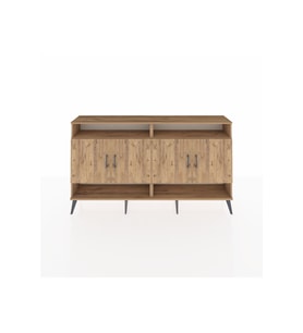 Arges Konsol 6 Raflı 4 Kapaklı 176x30x99 Çam-Çam/Antrasit