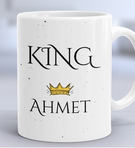Kişiye Özel King Hediye Kupa Bardak Sevgiliye Hediye (Beyaz)