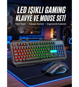 LED'li Oyuncu Q Klavye Mouse Seti Siyah Gaming Oyuncu Klavye Yeni Nesil