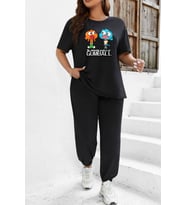 Unisex Gumball Baskılı 2'li Eşofman Takımı (Siyah)