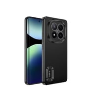 Coverzone Xiaomi Redmi Note 14 Pro 4G ile uyumlu K?l?f Kamera Korumal? Logo G�steren Parlak renk kenar �izgileri ile ??k bir tasar?m Colored Z-Omega Kapak Siyah