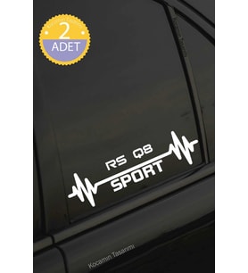 Audi RS Q8 Nabız Kalp Atışı Ritim RS Q8 Araç Uyumlu Oto Sticker 2 Adet Beyaz 20*7CM
