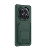Redmi Note 15 4G Kılıf Kartlıklı ve Deri Dokulu Şık ApexWallet Premium Kapak RYC/Bikart (Koyu Yeşil)