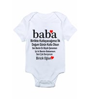 Erkek Bebek Beyaz Babaya Doğum Günü Hediyesi Baskılı Zıbın Body