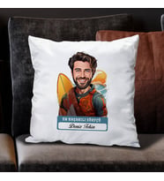 Kişiye Özel Hediye Karikatürlü En Başarılı Erkek Sörfçü Yastık