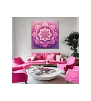 Tekli Kare Kanvas Modern Salon Tablosu Pembe Lila Mandala