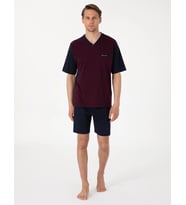 Pierre Cardin Erkek Bordo Jakarlı Kısa Kol Şortlu & Uzun 3'lü Özel Kutulu Pijama Takım