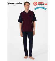 Pierre Cardin Erkek Bordo Jakarlı Kısa Kol Şortlu & Uzun 3'lü Özel Kutulu Pijama Takım