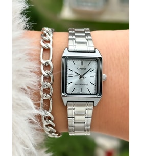Casio Çelik Kordon,Gümüş Renk, Kare Kasa , Kadın Kol Saati+Bileklik