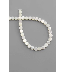 Sedef Doğal Taş Parlak Beyaz Daire Kesim 6x3mm Dizi [AA]