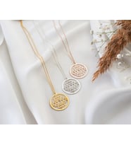 Kişiye Özel 925 Ayar Gümüş Sri Yantra Kolye (Gold)