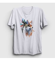 Presmono Unisex Beyaz Indian Kızılderili Fox Tilki T-Shirt 367840tt