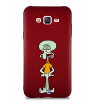 Samsung Galaxy J7 Soft Premier Kapak Squidward Dokunaç Tasarımlı Silikon Kılıf - Mürdüm (Şeffaf)