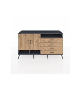 Kronos Konsol 5 Raflı 4 Çekmeceli 2 Kapaklı 176x59x99 Antrasit-Çam