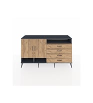 Kronos Konsol 5 Raflı 4 Çekmeceli 2 Kapaklı 176x59x99 Antrasit-Çam