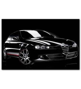Cakatabloo Siyah Arkaplan Siyah Alfa Romeo MDF Tablo