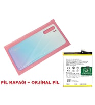 Tkgz Oppo A91 Arka Pil Batarya Kapağı + PİL (CAM) BEYAZ