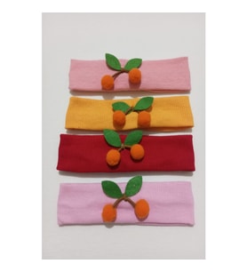 LASTİKLİ KİRAZLI KIZ BANDANA SETİ (Karışık)