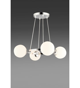 Krom 4 Lü Halka Beyaz Glop Camlı Modern Avize