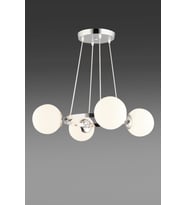 Krom 4 Lü Halka Beyaz Glop Camlı Modern Avize