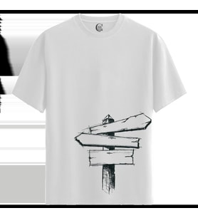 Blank Signpost - %100 Pamuklu Kadın Beyaz Tişört - Premium Quality (Siyah - Beyaz)