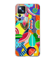PrintiFy Xiaomi Mi 12T ile Uyumlu 1mm Slim Fit Retro Colors 6 Baskılı Şeffaf  Kılıf