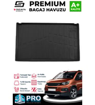S-Dizayn Peugeot Rifter Seperatörlü 3D Pro Bagaj Havuzu 2019 Üzeri A+ Kalite