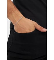 3mm Figaro 925 Ayar Gümüş Erkek Zincir Bileklik Veb-5022