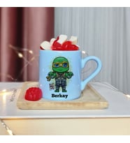 Ninja Kaplumbağalar Tasarımlı Kişiye Özel Mavi Türk Kahvesi Fincan