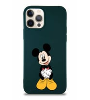 Apple iPhone 12 Pro Soft Premier Kapak Mickey Mouse-A Tasarımlı Silikon Kılıf - Yeşil (Şeffaf)