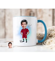 Bk Gift Kişiye Özel Futbolcu Karikatürlü Mavi Kupa Bardak-12, Sevgiliye Hediye, Arkadaşa Hediye