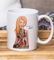Bk Gift Kişiye Özel Karikatürlü Kadın Tasarımlı Beyaz Kupa Bardak-132, Arkadaşa Hediye , Karikatürlü Kupa Bardak