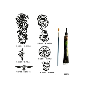 Tribal ve Kol Tüp Kına ve Fırça hediyeli Tattoo Geçici Dövme Seti