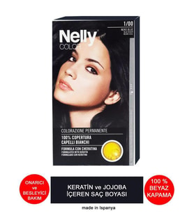 Nelly Jojoba ve Keratinli Saç Boyası 1.00 Mavi Siyah