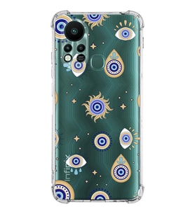 PrintiFy İnfinix Hot 11s Uyumlu Nazar Boncuğu 5 Baskılı Şeffaf Köşe Korumalı Antişok Kılıf