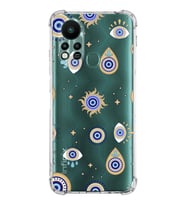 PrintiFy İnfinix Hot 11s Uyumlu Nazar Boncuğu 5 Baskılı Şeffaf Köşe Korumalı Antişok Kılıf
