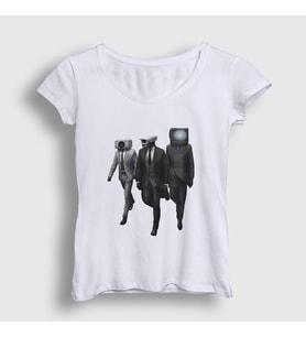 Presmono Kadın Beyaz Alliance Skibidi Toilet T-Shirt 479081tt (Beyaz)