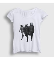 Presmono Kadın Beyaz Alliance Skibidi Toilet T-Shirt 479081tt (Beyaz)