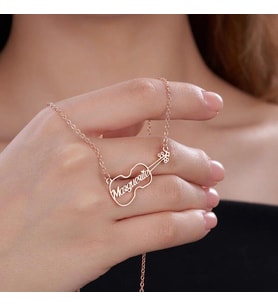 Kişiye Özel Keman Model Şık İsim Kolye 925K Gümüş (Rose)